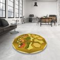 thumbnail image 4 of Ahgly Company Tapis de Zone Rond d'Intérieur Lavable à la Machine, Transitionnel, Jaune Audacieux, 5 Pieds Rond, 4 of 7