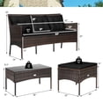 thumbnail image 3 of Costway 3 PCS Patio Rattan Furniture Set 3-Seat Sofa Cushioned Table Garden Black, 3 of 10