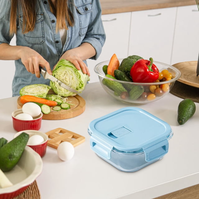 Matoen Glass Bento Box Can Be Microwave Oven Students Heated Lunch Box Office Fresh-keeping Box