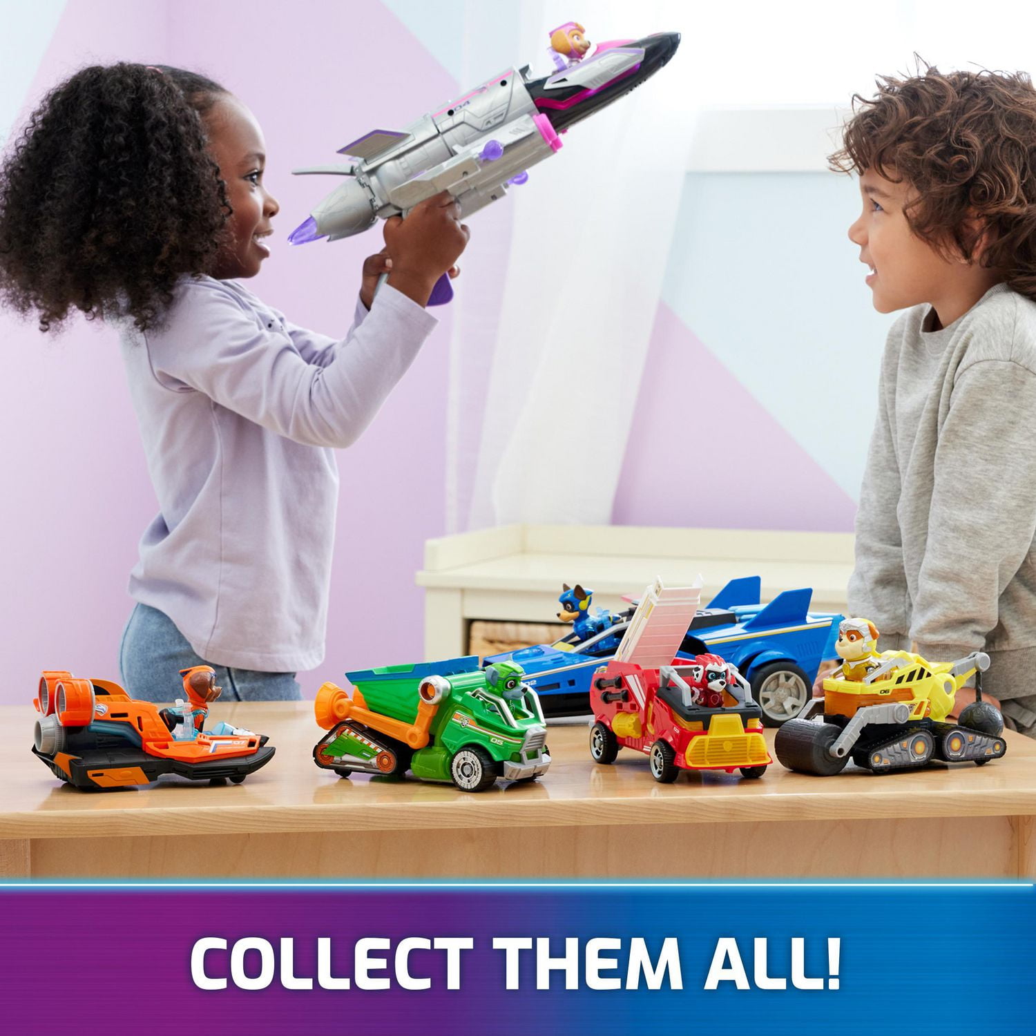 PAW Patrol : La Super Patrouille le film, Voiture avec figurine articulée Chase Super-Chiots, sons et lumières, jouets pour filles et garçons camion partir de 3 ans