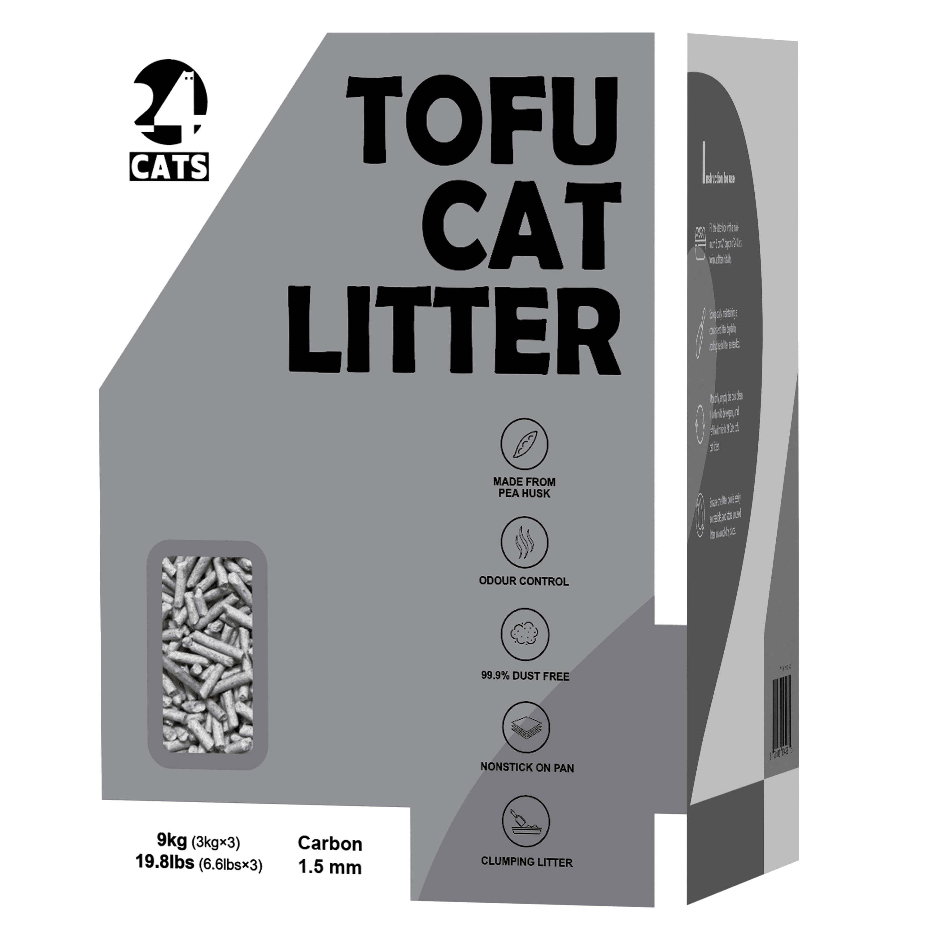 24 CATS Odor Control & Dust-free Bamboo Carbon Tofu Cat Litter, 21lbs Bag