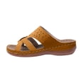 thumbnail image 1 of Wedge Sandals for Women Slide Cross Straps Rhinestone Arch Support Open Toe Soft Sole Comfortable Casual Summer Beach Walking Sandals Yellow, 1 of 8