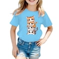 thumbnail image 1 of Carry Camisole Fille Haut à Volants Enfant Filles Mignon Graphique Col Rond Manches Courtes Tee Été Décontracté T-Shirt, 1 of 5