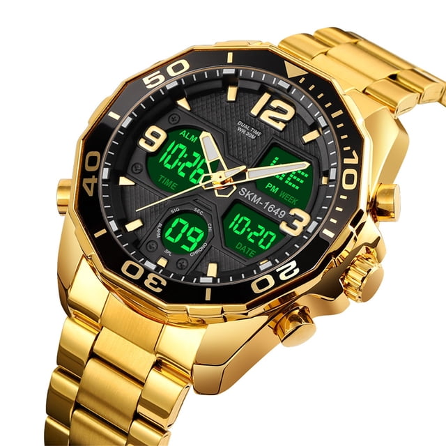XZNGL Digital Watch Mens Multi-Time Chronograph Digital Analog Stainless Steel Sports Wrist Watch
