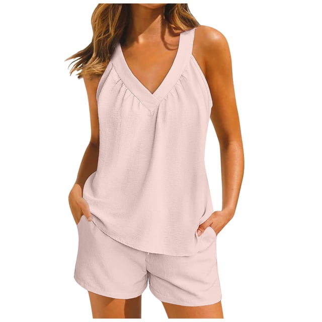 Japceit Ensembles de Pyjama pour Femmes 2 Pcs Femmes Maison Mode Décontractée de Pâques Hauts et Pantalons Imprimés Ensemble de Pyjama à Manches Courtes avec Poches