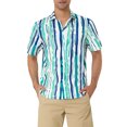 thumbnail image 1 of INSPIRE CHIC Men's Striped Short Sleeves Shirts Button Down Print Hawaiian Shirt S Blue Green, 1 of 6