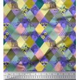 thumbnail image 1 of Soimoi Rayon Fabric Leopard & Argyle Patchwork Print Sewing Fabric Yard 56 Inch Wide, 1 of 3