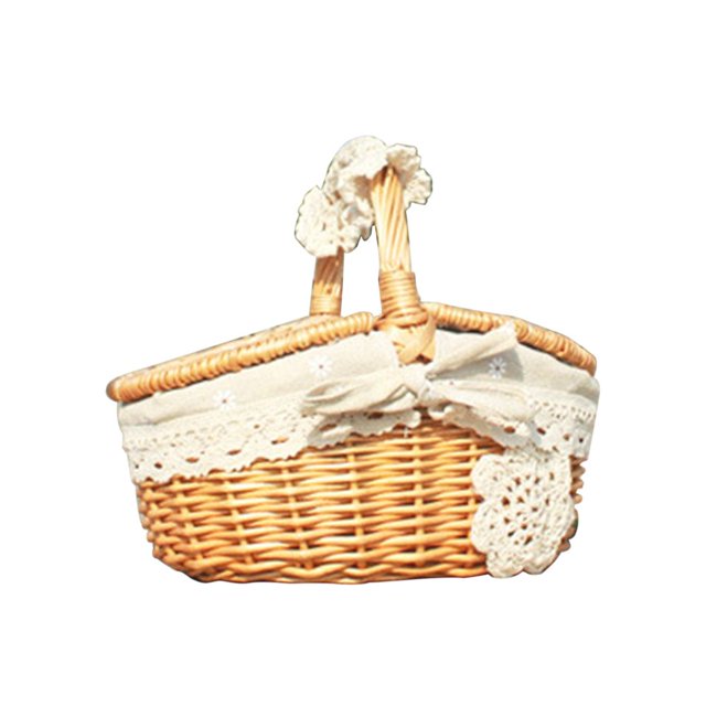 Panier de Rangement en Dentelle Grande Capacité Fait Main avec Poignée et Couvercle pour Camping