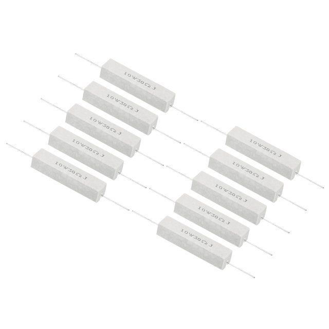 Unique Bargains 10 Pcs Résistances 30 Ohms, Résistance Ciment Céramique 10W Kit de Résistance Ciment de Puissance Tolérance 5 % pour Adaptateurs d'Alimentation Audio
