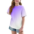 thumbnail image 3 of DecSea Girls Short Sleeve T shirt Kids Summer Oversized Gradient Crew Neck Tops Casual Basic Tee 5-14Years, 3 of 8