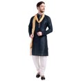 thumbnail image 3 of Vêtements Indiens Kurta Pyjama pour Hommes avec Foulard Robe de Fête de Mariage (Noir, m), 3 of 6