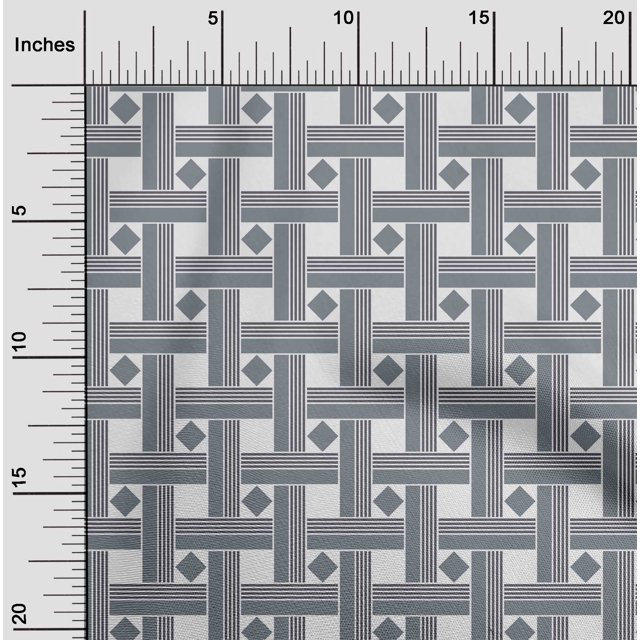 oneOone Viscose Chiffon Fabric Diamond & Basketweave Geometric Decor Fabric Printed BTY 42 Inch Wide