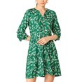 thumbnail image 3 of INSPIRE CHIC Robe Décontractée pour Femme à Fleurs, Col en V, Taille Cintrée, Manches Longues, 3 of 6