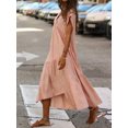 thumbnail image 2 of Tralilbee Nouvelle Robe d'Été en Mousseline à la Mode et Confortable à Col en V Irrégulière Multicolore Grande Taille Longue Évasée, 2 of 3