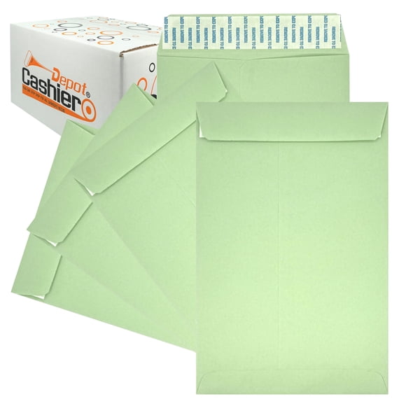 500 Cashier Depot Enveloppes de Catalogue 6 X 9, Rabat Pelable et Scelleur, Papier Robuste de 24 Lb, 500/boîte (Vert)