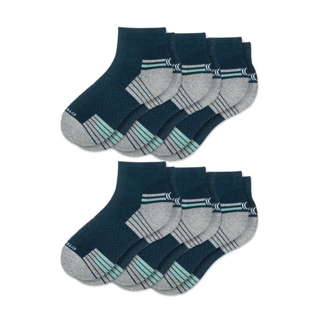 OTECKA Unisex Performance Quarter Socks with Moisture-Wicking - Cushion Comfort Quarter Socks, Blue - 6 Packs, Small-Medium