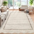 thumbnail image 4 of Garvee Scalloped Area Rugs Modern Bordered Rug, 9x12 Washable Rugs Non-Slip Non-Shedding Rugs Low Pile Indoor Carpet for Living Room Bedroom Office, Beige, 4 of 9