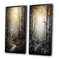 thumbnail image 3 of Designart "Forest Tree Monochrome Moonlit Forms II" Tree Monochrome Framed Wall Art Set Of 2 - Gold Floral Framed Canvas Set For Living Room Decor, 3 of 6