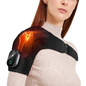 Plaque chauffante chauffante avec masseur - Massager sans fil de épaules Brace avec 3-Vibration et 3-Heat Réglages thérapie chaude pour l'épaule profonde problème de soulagement pour les femmes hommes, noir