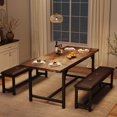 thumbnail image 2 of MIUUKA Extendable Dining Table Set for 4-6,Space-Saving Rectangle Kitchen Table with 2 Upholstered Benches,Sturdy Metal Frame, Ideal for Apartment, Dining Room, Small Spaces,Brown, 2 of 8