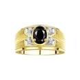 thumbnail image 1 of RYLOS Men's Rings 14K Yellow Gold Rings Classic Designer Style 8X6MM Oval Gemstone &  Diamond Ring Onyx October Birthstone Rings For Men Size 8, 1 of 7