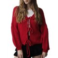 thumbnail image 1 of FOCUSNORM Cardigan en Tricot pour Femmes Manches Longues Veste Décontractée Automne pour Usage Quotidien Rue, 1 of 7