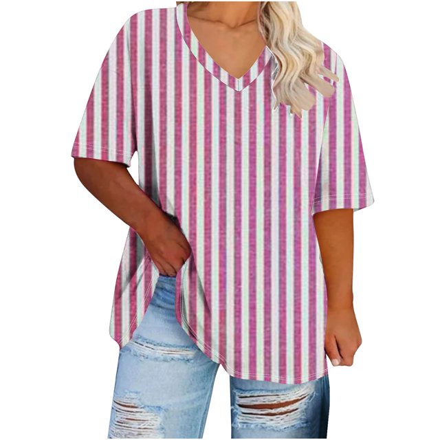 Birdeem Blouses pour Femmes T-Shirt d'Été Imprimé à Manches Courtes Col en V Surdimensionné pour Femmes
