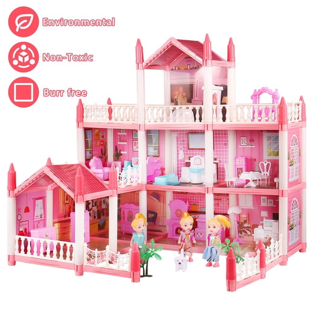 PENGXIANG DIY Doll House 3-Story 9 Rooms Princess Dream Castle