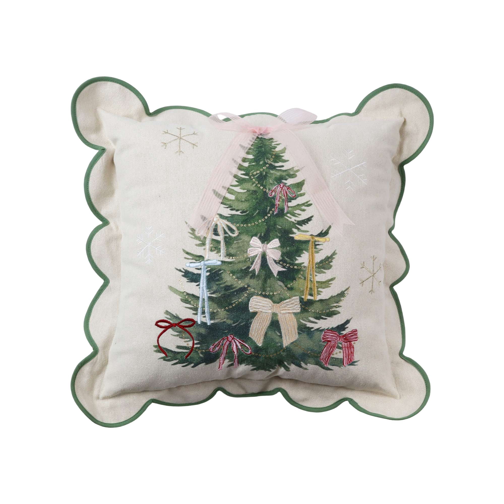 Decorative Holiday Cushion - Scalloped Christmas Tree 18x18inch ...