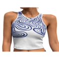 thumbnail image 1 of Women Y2k Close-fitting Camisole Printed Pattern Round Collar Sleeveless Crop Tops Brown S, 1 of 2