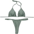 thumbnail image 3 of Gibobby Women's Triangle Bikini Sets Two Piece Double Straps Halter Swimsuit Tie Side String Cheeky Bathing Suits(Green,M), 3 of 7