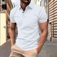 thumbnail image 2 of HVOBTTY Mens Summer Soft Versatile Pullover Casual Fashion Solid Color Collared Short Sleeve Loose Breathable Daily Base Layer Tops White, XXL, 2 of 5
