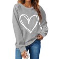 thumbnail image 1 of Chemise de Saint-Valentin pour Femmes 2024 Col Rond Chemises Décontractées Cœur d'Amour Graphiques Tees Manches Longues Amples Pull Tops Mode Vacances T-Shirt, 1 of 4