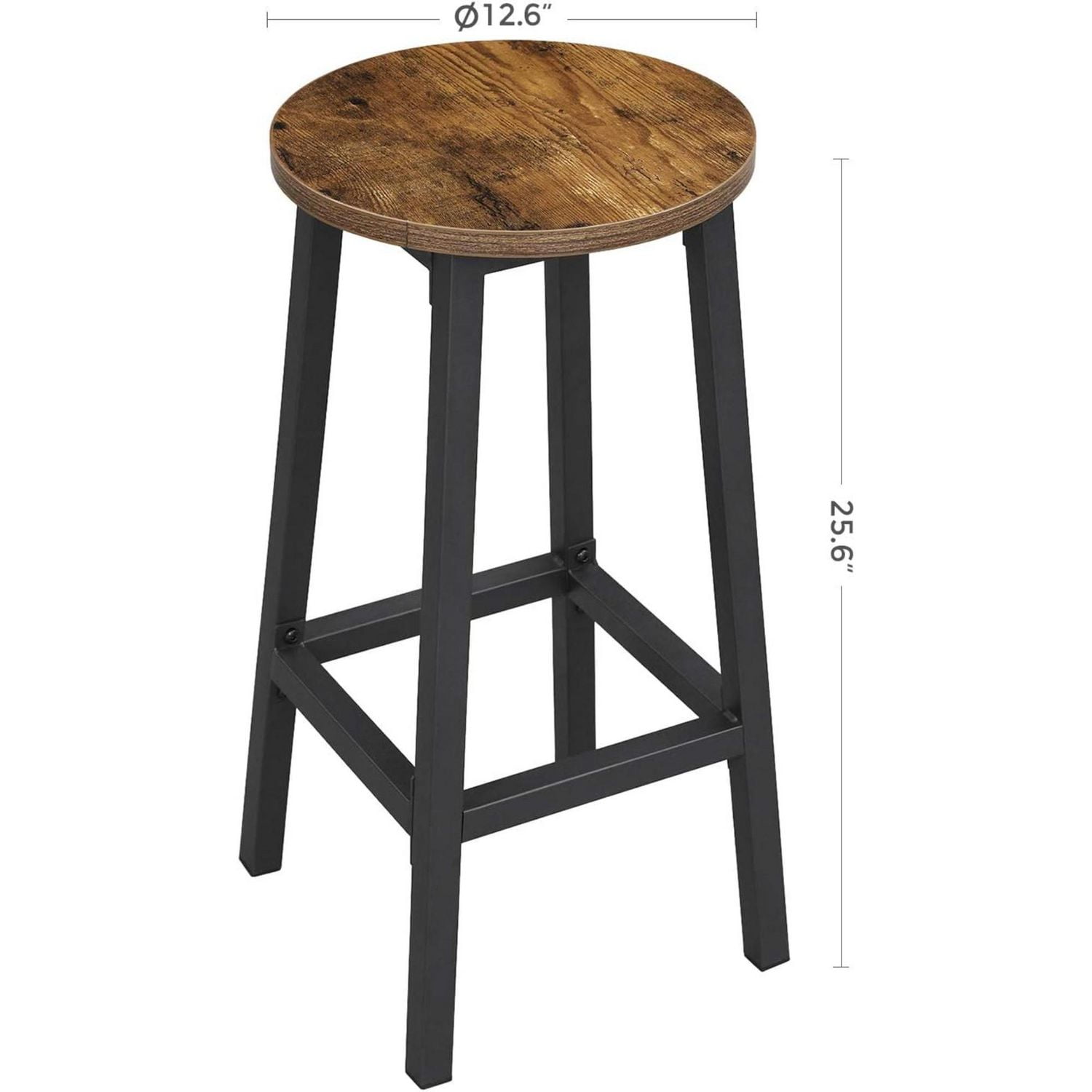 Boutique Home Industrial Ensemble de 2 tabourets de bar avec structure en acier robuste en marron et noir