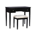 thumbnail image 1 of Linon Butterfly Vanity and Padded Stool Flip Up Mirror 2 Drawers in Black Wood, 1 of 16