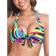thumbnail image 1 of RELLECIGA Women's Push Up Bikini Top Knot Front Underwire Bathing Suit, 1 of 6
