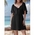 thumbnail image 2 of Robes pour Femmes Printemps Été Décolleté en V Profond Élégante Robe Courte à Nœud Noir m, 2 of 8