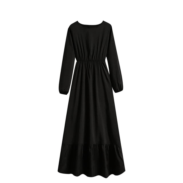Gspmoly Robe pour Femmes, Robe Décontractée pour Femmes à la Mode, Robe à Col Rond à Manches Longues, Robe Longue à Taille, Robes de Cocktail pour Femmes, Cadeaux de Vacances