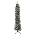 thumbnail image 1 of Northlight Pre-Lit Flocked Pencil Green Pine Artificial Christmas Tree - 6' - Clear Lights, 1 of 4