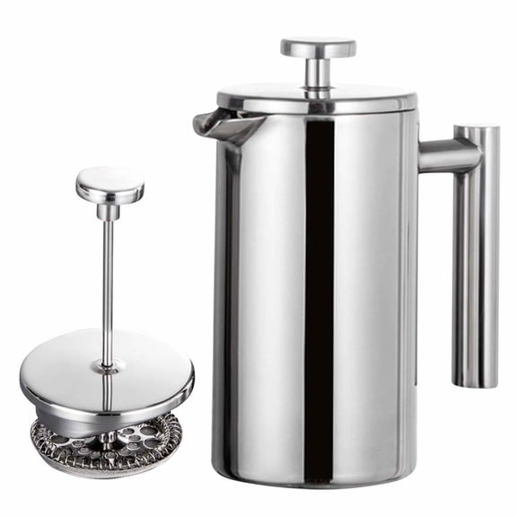 Vente de Liquidation du Vendredi Fou! Offres du Cyberlundi! Byikun Cafetière en Acier Inoxydable à Double Couche, Isolation, Théière, Cafetière à Pression, Acier Inoxydable 304