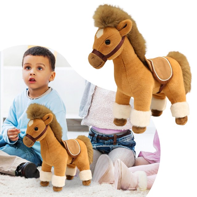 Hearth & Gear Cheval Réaliste Réaliste en Peluche avec Doux pour Enfants et Adultes de Collection
