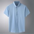 thumbnail image 4 of Birdeem Chemises pour Hommes Hommes Mode Affaires Col Rabattu Bouton Col Rabattu Poche Chemise à Manches Courtes Blouse, 4 of 12