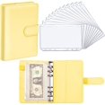 thumbnail image 1 of PU Leather Notebook Binder Budget Planner Binder Cover with 12 Pieces Binder Pocket Personal Cash Budget Envelopes System 6 Hole Binder Zipper Folder(Yellow), 1 of 7