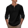 thumbnail image 4 of fatyb Casual Shirts for Men Long Sleeve Tshirts Button Pullover Solid Color Mens Lightweight Tee Tops, 4 of 7