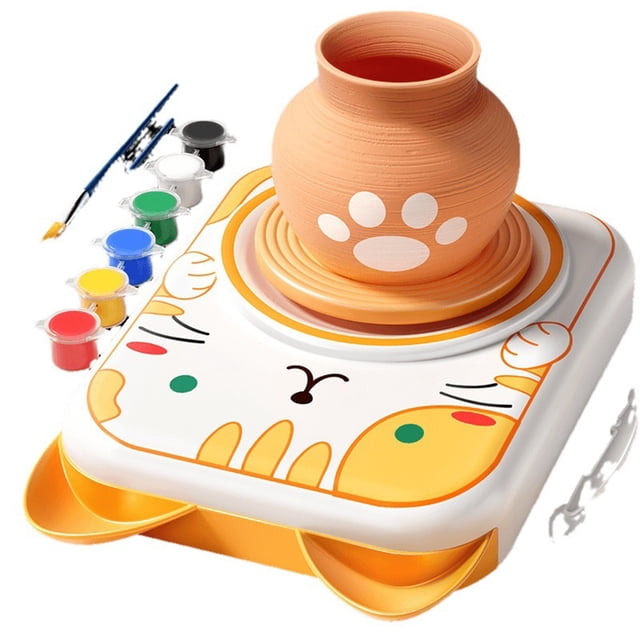 Leutsin Learning & Education Toys,Handheld Games for Kids Electronics,Electrical Claies Pottery Machine for Kids DIY Ceramic Wheel Throwing Machine No Bake Intelligent Happy Modeling Claies Crafts