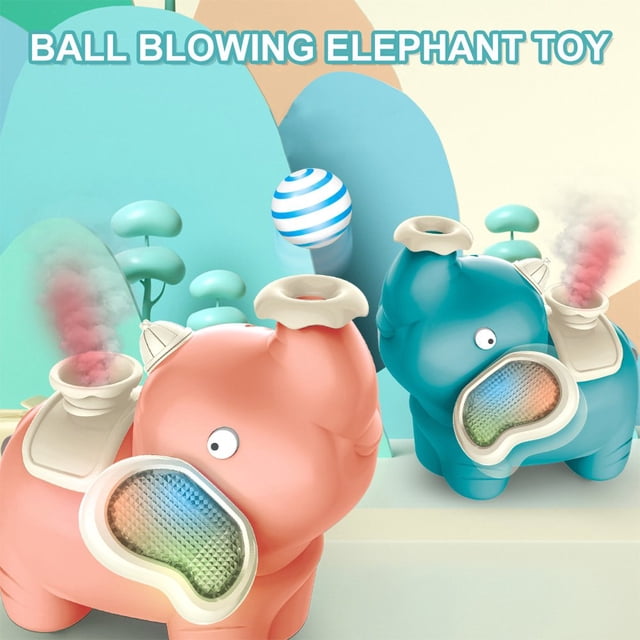 Elephant Blowing Ball Toy with 2 Gear Speed Elephant Floating Ball Toy Battery Operated Musical Light Blowing Ball Toy Elephant Humidifier Toy for Toddlers