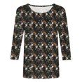 thumbnail image 4 of EQWLJWE Hauts pour Femmes Été 2023 Mode Féminine Manches Trois-Quarts Col Rond Rétro Imprimé de Pâques Blouse Ample Hauts pour Femmes en Solde, 4 of 4