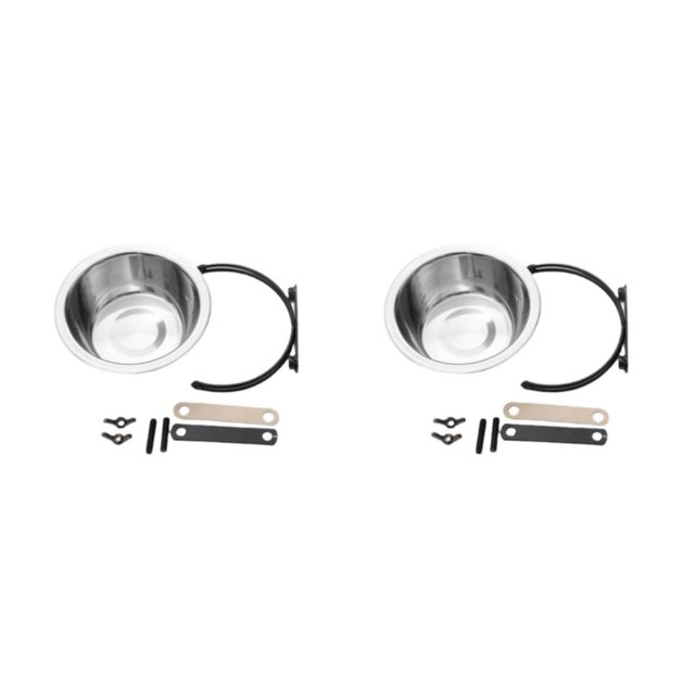 Maytalsory Reduce Spills And Mess Disassembled Pet Bowl Silver With Convenient 13CM 2Set