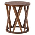 thumbnail image 1 of COZAYH Table d'Appoint Style Ferme, Table d'Appoint Ronde Rustique avec Pattes à Motifs en X, Brun, 1 of 12