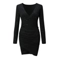 thumbnail image 5 of Ketyyh-chn99 Robes de Soirée pour Femmes Robes de Soirée pour Mariage Col en V Uni Robe de Fête Formelle Évasée Élégante Robe Florale Invitée de Mariage Noir,2TG, 5 of 5